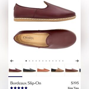 Charix Bordeaux Slip-On Leather Shoes, Size 38